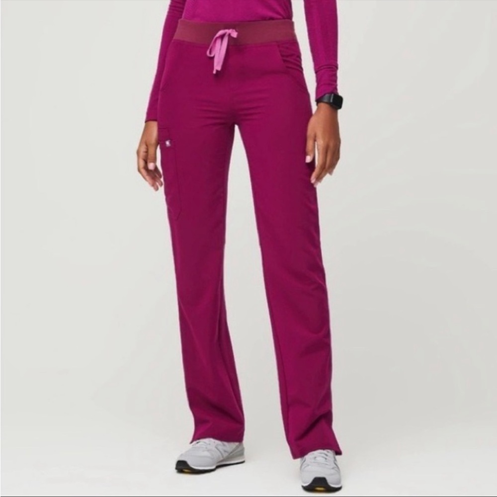FIGS Kade cargo scrub pants in dark magenta